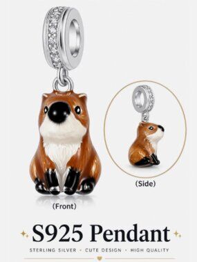 S925 Sterling Silver Capybara Giant Rodent Pendant Charm Necklace Bracelet Cute